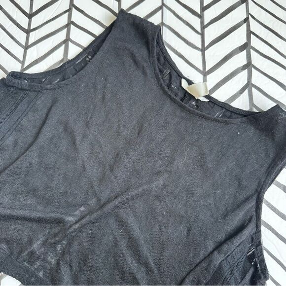 H&M Size L Black Lace Back Tie Sheer Tank Top - Picture 1 of 4